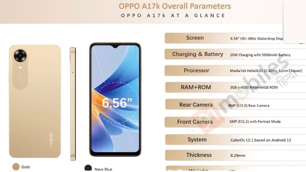 OPPO A17k image features specifications leak india launch exclusive