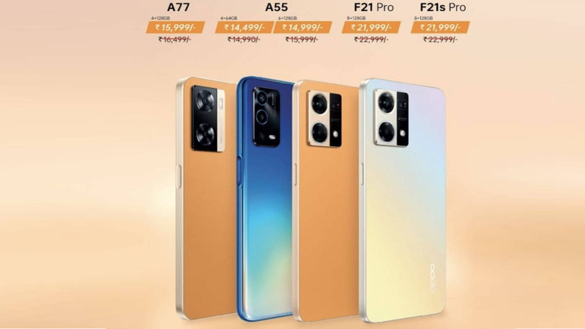OPPO A55 A77 F21 Pro F21s Pro price cut in india OPPO mobiles rate list