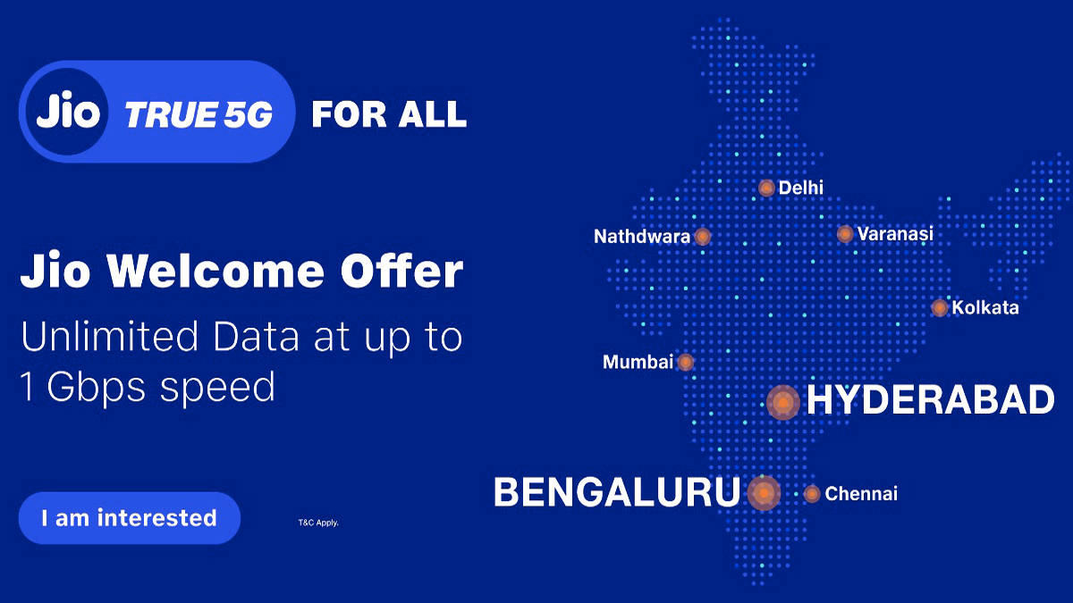 Jio True 5G services start in Bengaluru and Hyderabad with unlimited 5g data Jio Welcome Offer