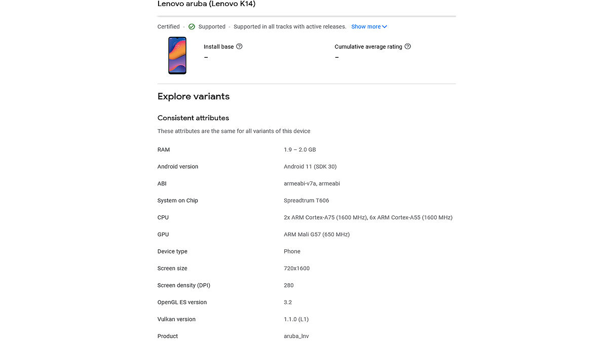 low budget smartphone Lenovo K14 and Lenovo K14 note specifications leaked on google play console