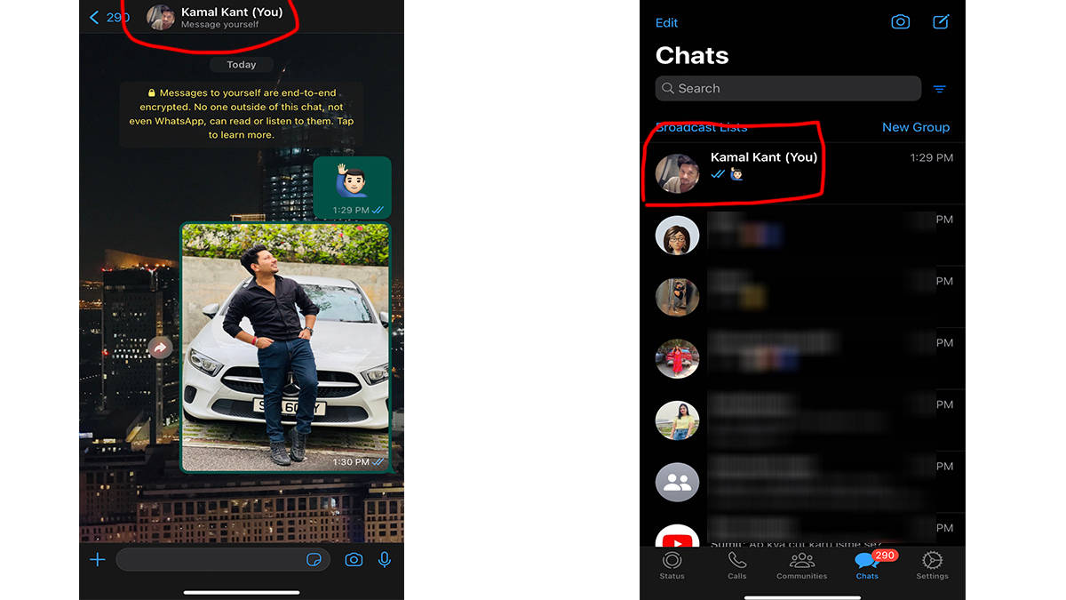 how to use WhatsApp Message Yourself feature steps in hindi