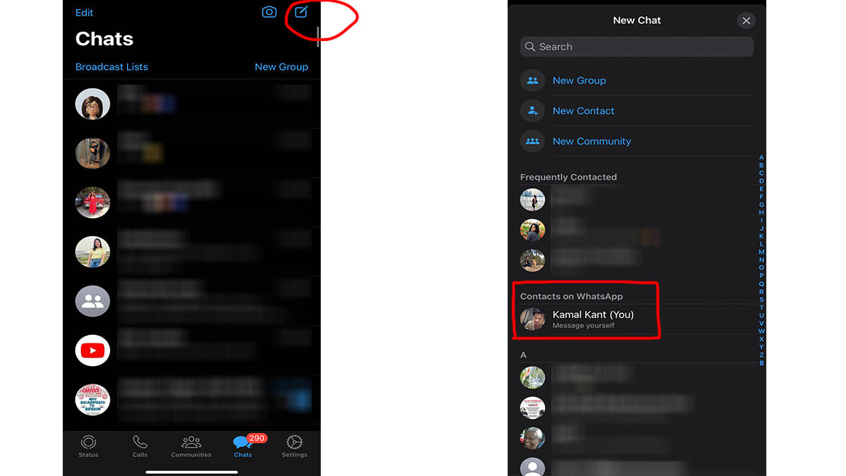 how to use WhatsApp Message Yourself feature steps in hindi