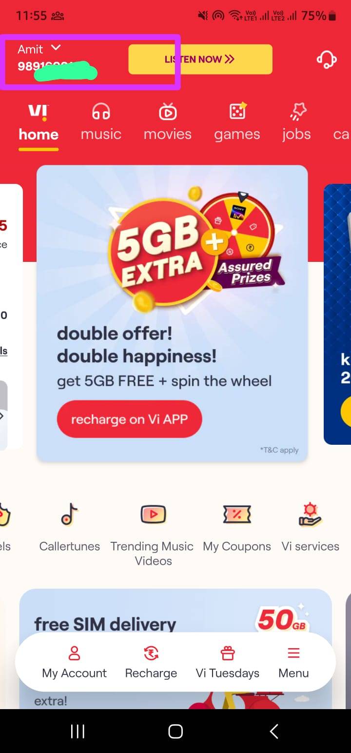 vodafone idea mobile number check