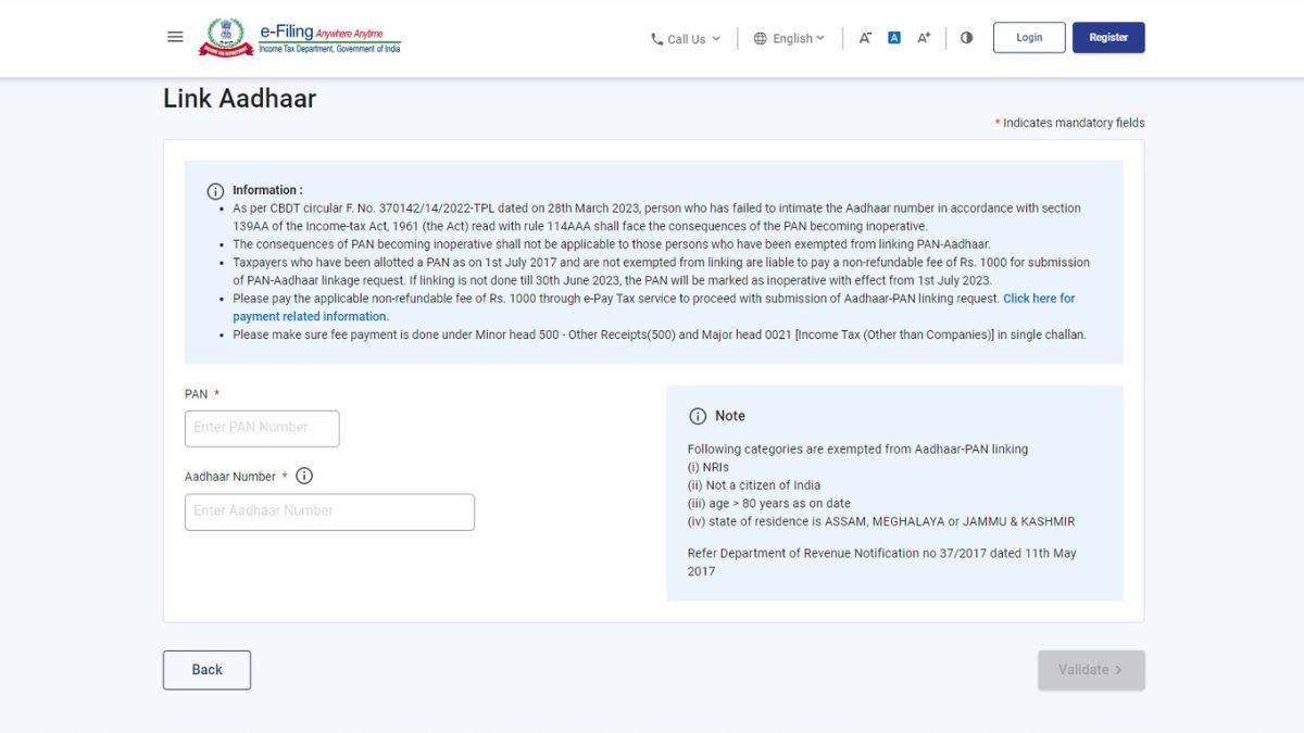 PAN Card-Aadhaar card link