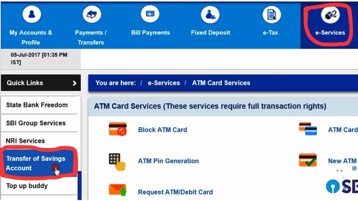 how to transfer sbi account