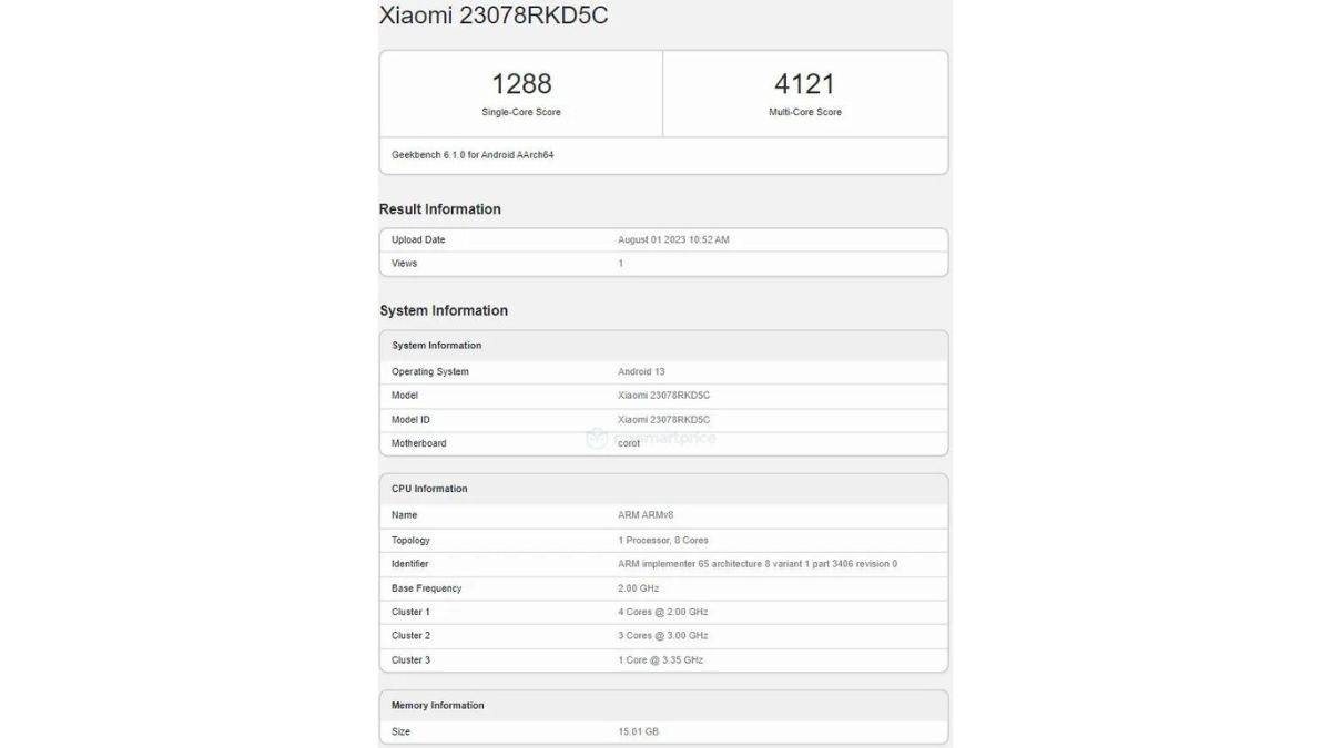 Redmi K60 Ultra Geekbench