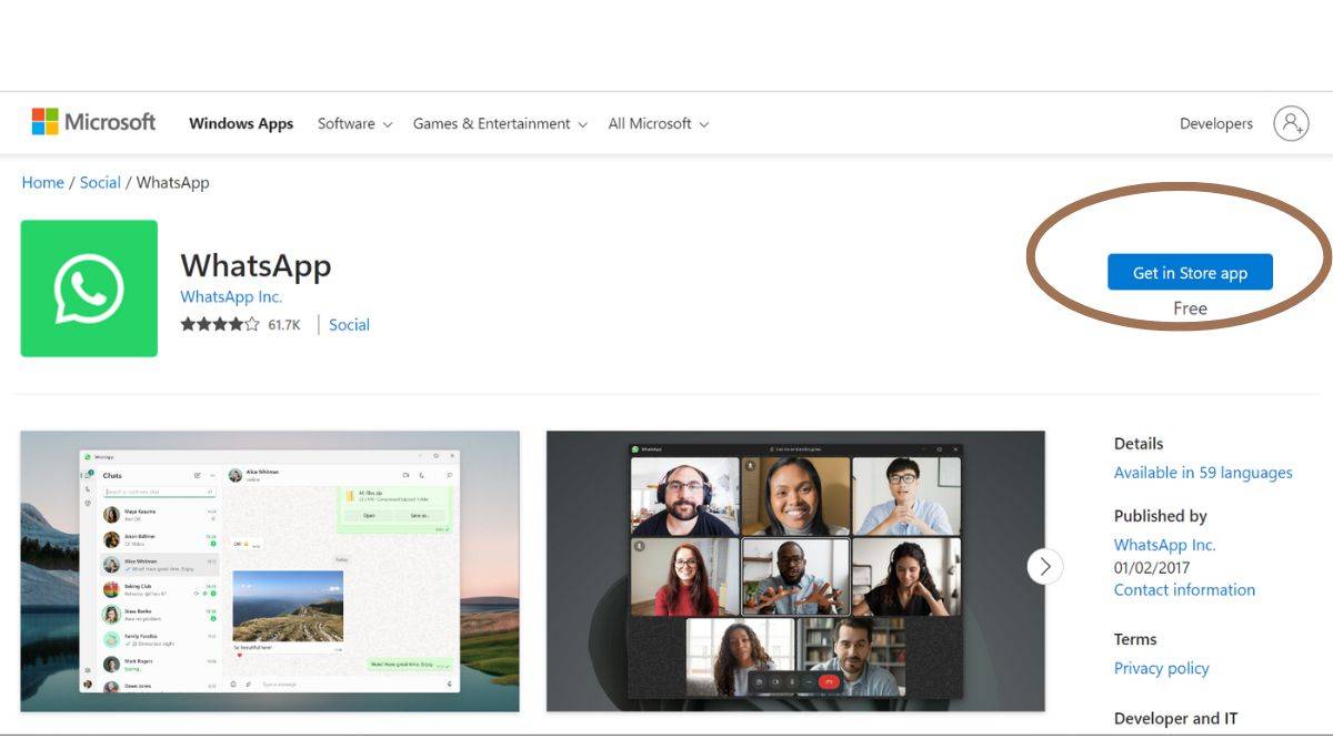 WhatsApp desktop app