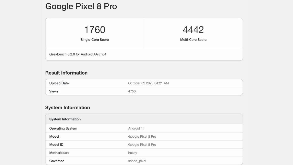 Google Pixel 8 Pro Geekbench listing