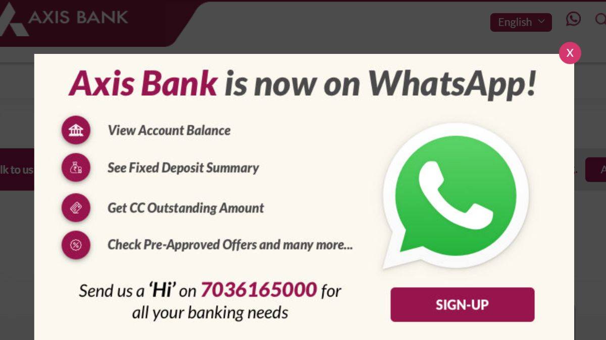 Axis Bank whatsapp