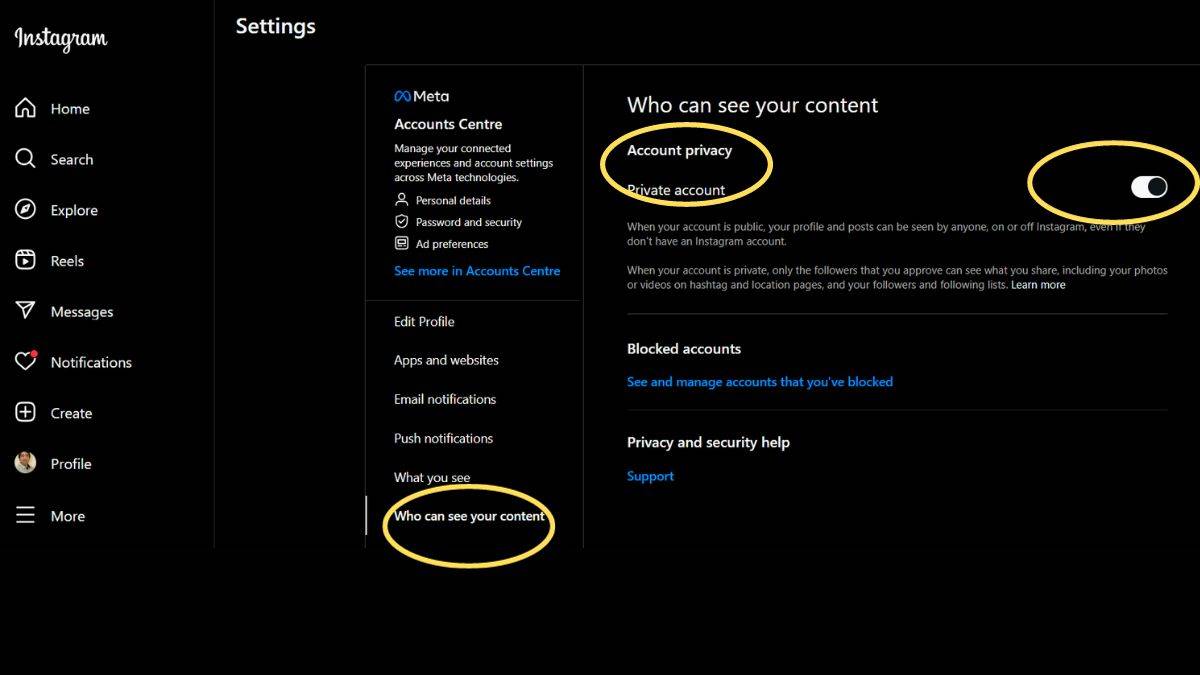 how to hide instagram account