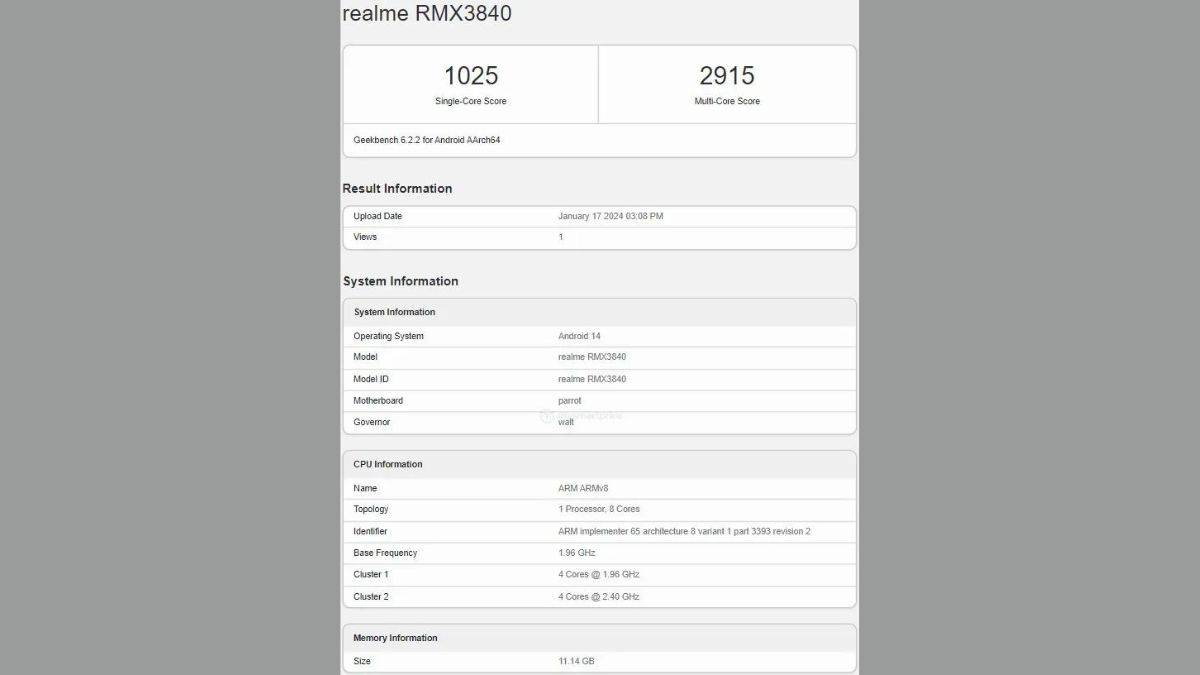 Realme 12 Pro Plus Geekbench பட்டியல்
