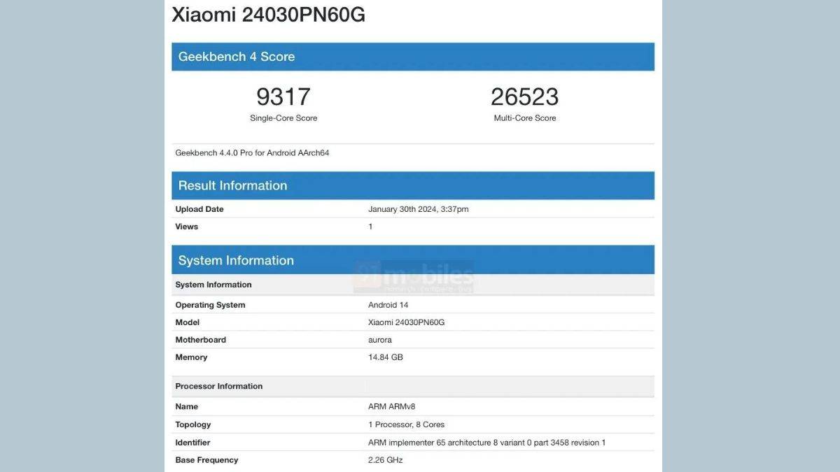 Xiaomi 14 Ultra Geekbench listing