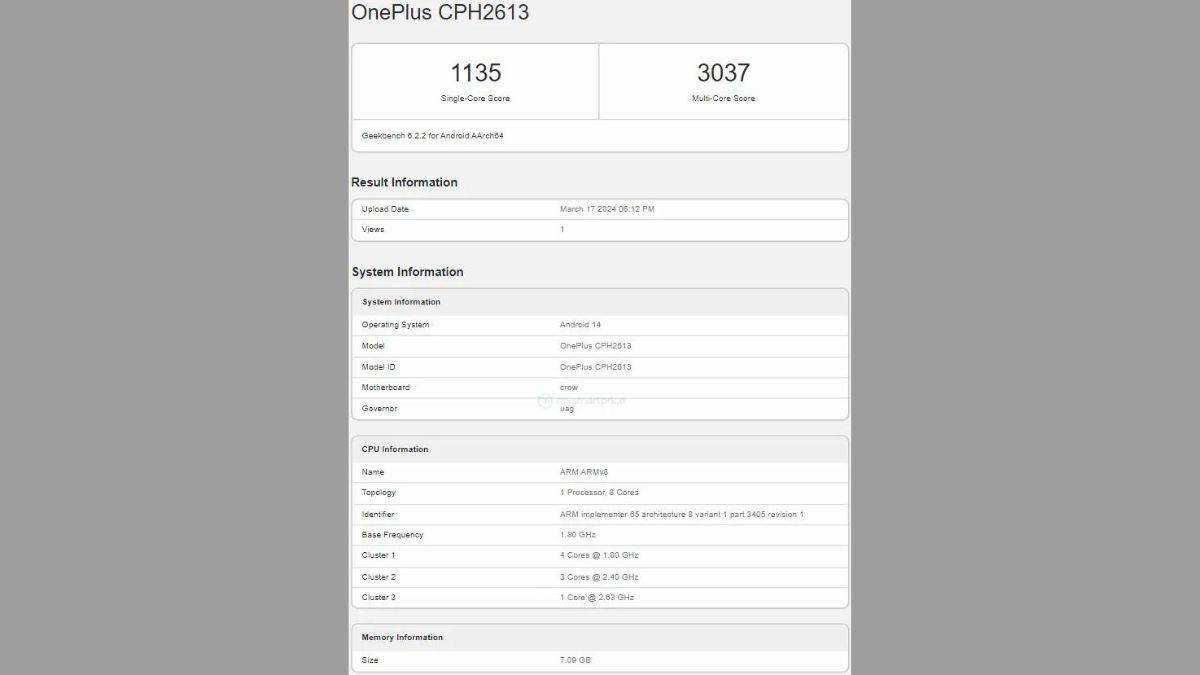 OnePlus Nord CE 4 கீக்பெஞ்ச் பட்டியல்