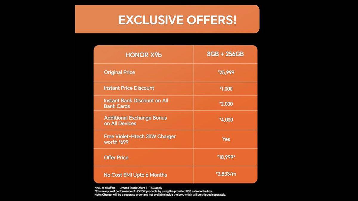 Honor X9b 5G விலை வீழ்ச்சி மற்றும் சலுகைகள்