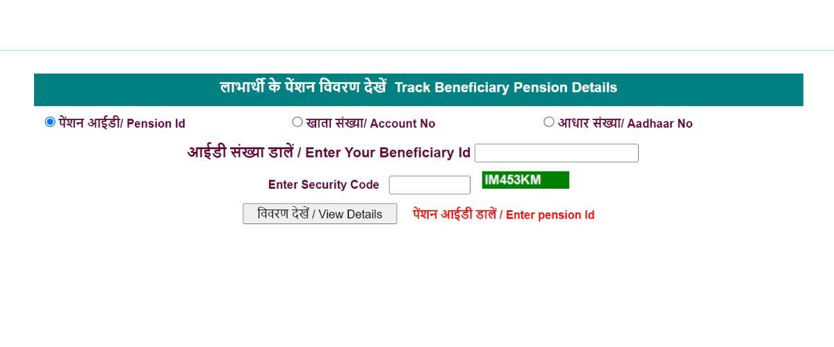 haryana old age pension status check