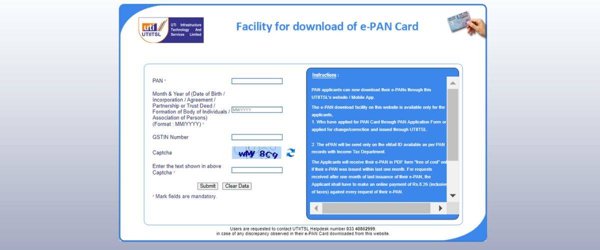 PAN card download