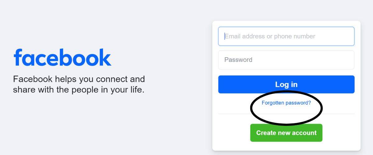 facebook password