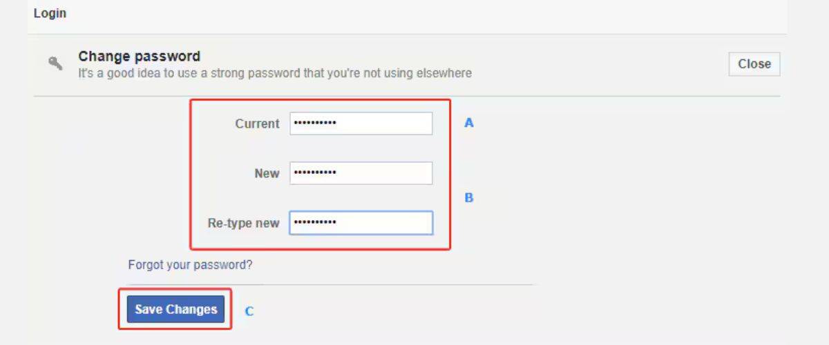 facebook password