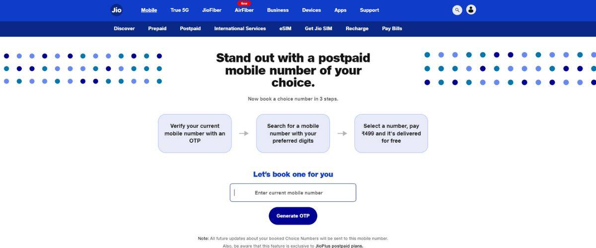 Jio Choice Number