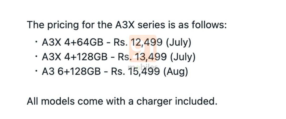 OPPO A3x இந்திய விலை