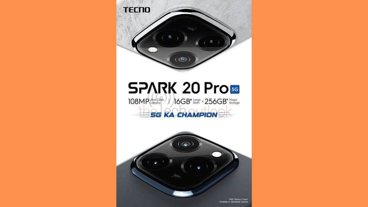 Tecno Spark 20 Pro 5G மார்க்கெட்டிங் பொருள் கசிந்தது