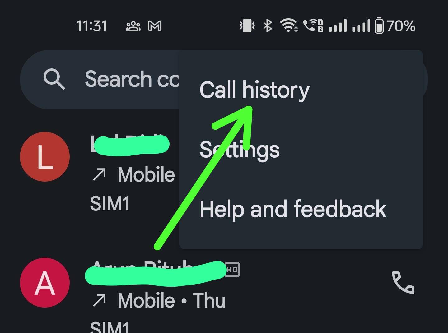 call history kaise nikale
