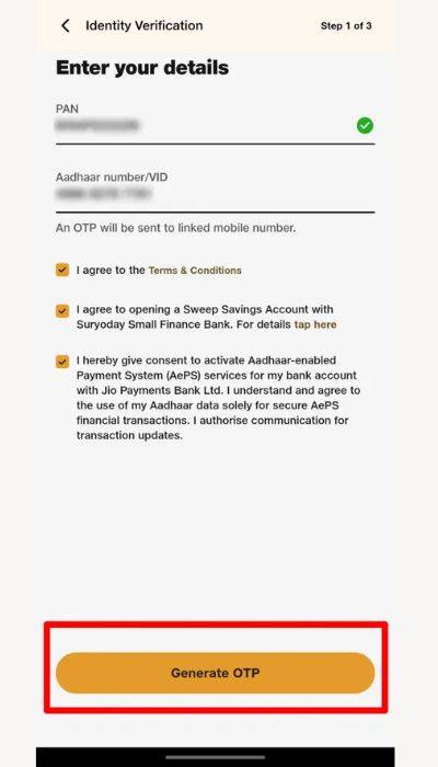 Jio Payments Bank Account