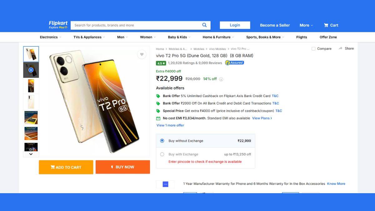 Vivo T2 Pro 5G with Rs 3000 discount